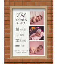 Stüdyo 14 Kişiye Özel 3 Fotoğraflı Hoşgeldin Bebek Anı Tablosu - Hoşgeldin Bebek Tablosu - Bebek Hatırası - yeni doğan bebek