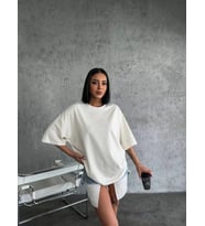 Düz Biskilet Yaka T-shirt - Beyaz