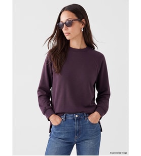 LC WAIKIKI Mürdüm Soft Touch Oversize Kadın Sweatshirt Tunik