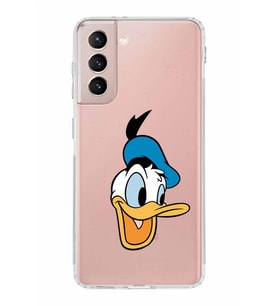 Samsung Galaxy S21  Kamera Korumalı Kapak Donald Duck Tasarımlı  Şeffaf  Kılıf