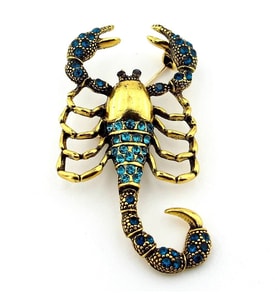 Mavi Taşlı Akrep Burç Scorpion Zirkon Taşlı Yaka İğnesi Broş RZ175
