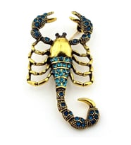 Mavi Taşlı Akrep Burç Scorpion Zirkon Taşlı Yaka İğnesi Broş RZ175