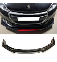 Peugeot 208 Gri Renkli Şeritli Dilli Ön Lip 4 Prç Parlak Siyah ABS