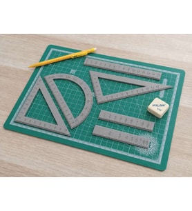 3D Baskı Geometri Cetvel Seti - İletki, Gönye ve Ölçüm Araçları - Gri