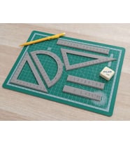 3D Baskı Geometri Cetvel Seti - İletki, Gönye ve Ölçüm Araçları - Gri