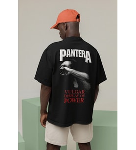 Pantera Vulgar Display Of Power Yazılı Unisex Oversize Rock Metal Tişört