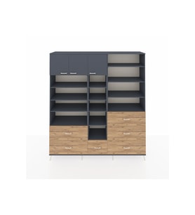 Hyperion Dolap 17 Raflı 6 Çekmeceli 3 Kapaklı 220x44x243 Antrasit-Antrasit/Çam