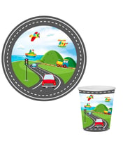 Taşıtlar Karton Tabak Bardak 8 li
