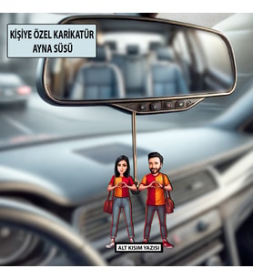 Kişiye Özel Sarı Kırmızı  Taraftar Karikatür Ayna Süsü – Taraftar Hediyesi