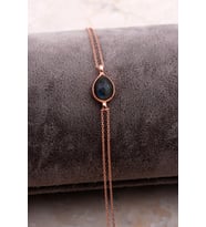 Doğal Labradorit Taşlı Damla Mini Rose Gümüş Bileklik 4119