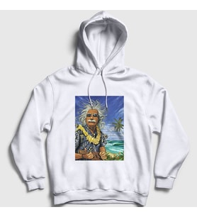 Presmono Unisex Beyaz Hawaii Albert Einstein Kapüşonlu Sweatshirt 334217tt