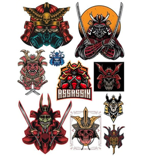 Samurai Assasian Sticker Set 9 Parça Telefon, Tablet, Defter, Laptop Sticker