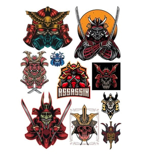 Samurai Assasian Sticker Set 9 Parça Telefon, Tablet, Defter, Laptop Sticker