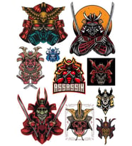 Samurai Assasian Sticker Set 9 Parça Telefon, Tablet, Defter, Laptop Sticker