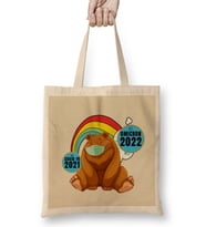Sarcasm Funny Vintage Bear Saying Covid Hi Omicron Virus 2022 Bez Çanta Uzun Saplı