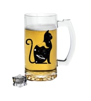 Kedi Baskılı Bira Bardağı - Bira Bardak (Şeffaf)