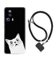 Xiaomi Mi 13 Lite Kılıf Resimli Boyun Askılı İpli Desenli Silikon Series Şaşkın Kedi 1900