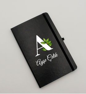 Kişiye Özel Baş Harf Ve İsim Baskılı Siyah Defter