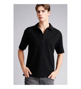 Defacto Keten Karışımlı Siyah Erkek Polo Yaka T-shirt F9369AX/BK81