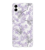 Samsung Galaxy A04  Kapak Floral Lila Tasarımlı Şeffaf  Kılıf