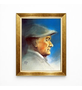 Tablore Atatürk Kasketli Profil Sanatsal Çizim Renkli Çerçeveli Tablo