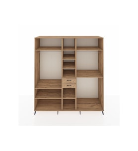 Kronos Dolap 10 Raflı 2 Çekmeceli 3 Askılı 220x59x243 Çam-Çam/Çam