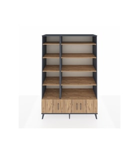 Hyperion Gardrop 10 Raflı 3 Kapaklı 132x44x195 Antrasit-Çam
