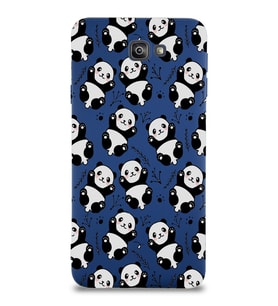 Samsung Galaxy J7 Prime 2 Uyumlu Lansman Kılıf Panda Tasarımlı İçi Kadife Kapak-Lacivert (Şeffaf)