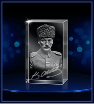 3d Kristal Atatürk 02 (Gerçek 3 Boyutlu Görüntü)