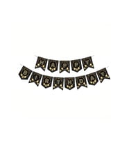 Zikzak Banner Ofset Siyah Gold Happy Birthday (Çok Renkli)
