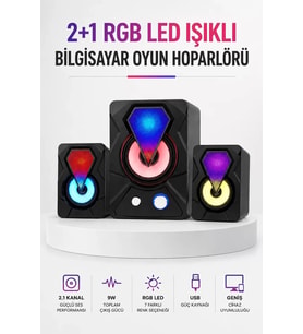 RGB LED Aydınlatmalı Bilgisayar Oyun Hoparlör Sistemi