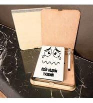 Özür Dilerim Ahşap Kutulu Defter Kalem Set