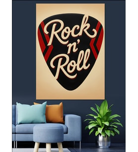 "Rock'N Roll" Sloganlı Pena Dekoratif Kanvas - Mdf Ahşap Tablo