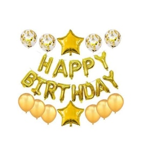 Happy Birthday Altın Folyo Balon Set