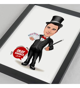 Kişiye Özel Karikatürlü Sihirbaz Erkek Resim Çerçevesi