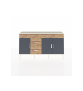 Arges Konsol 2 Raflı 5 Çekmeceli 3 Kapaklı 176x30x99 Aytaşı-Antrasit/Çam