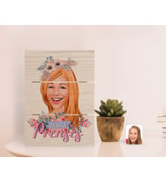 BK Gift Kişiye Özel Pamuk Prenses Karikatürlü Otantik Masaüstü Ahşap Palet Çerçeve-2 (Beyaz)