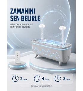 Uzaktan Kumandalı Aroma Difüzörü Sessiz Hava Nemlendirici Alev Efektli 2 4 8 Saat Zamanlayıcılı