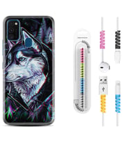 Samsung M21 M22 M23 M30 M31S M32 Kılıf Kablo Koruma Spiral Silikon Dog Eyes 1761