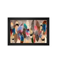 Renkli Tüyler Soyut Motifli Kanvas Tablo 80 x 110 cm Siyah Çerçeve