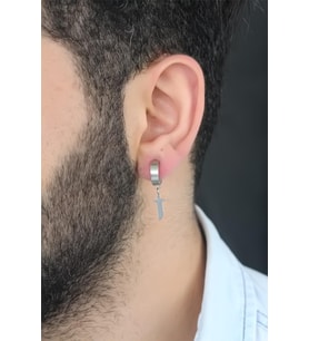 Silver Renk Kaplama Kılıç Figürlü Çelik Kıstırmalı Erkek Küpe
