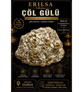 Sertifikalı Çöl Gülü Taşı Kütle - 13x10.5 cm Koleksiyonluk İri Doğal Jips Kütle (Çok Renkli)