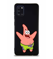 Samsung Galaxy A31 Soft Premier Kapak Patrick Yıldız Tasarımlı Silikon Kılıf - Siyah (Şeffaf)