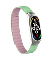 Xiaomi Mi Band 7 Uyumlu Kordon Suni Deri Baklalı Mıknatıslı KRD-69 Kayış