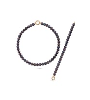 Siyah İnci Kolye Bileklik İkili Set (Rose)