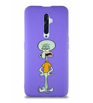 Oppo Reno 2Z Soft Premier Kapak Squidward Dokunaç Tasarımlı Silikon Kılıf - Mor (Şeffaf)
