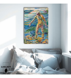 Tekli Dikey Kanvas Edvard Munch Bathing Man