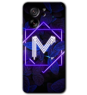 Xiaomi Mi 13T Kılıf HD Desen Baskılı Arka Kapak - Dark Neon Yaprak M Harfi