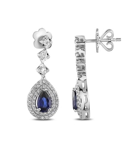 1.50 Karat Safir Pırlanta Küpe
