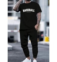 Unisex Baseball Baskılı Eşofman Takımı (Siyah)